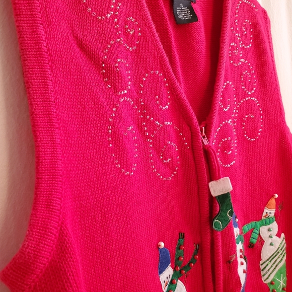 VTG Snowman Stocking UGLY CHRISTMAS SWEATER VEST - Picture 4 of 15